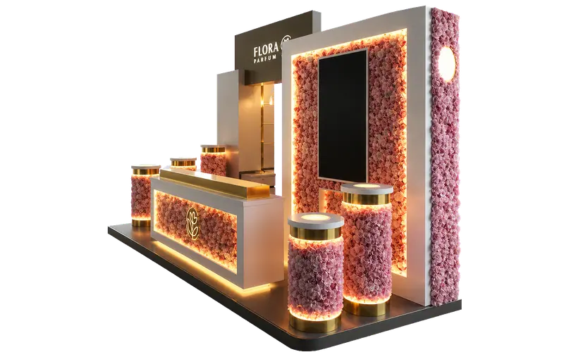 Flora Parfum booth — rendered view