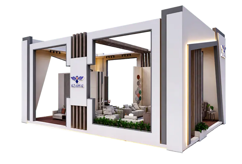 Concept / visualization study — branded exhibition booth
